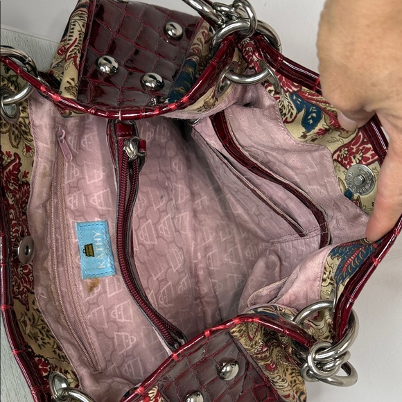 KATHY Women’s Van Zeeland Red Floral Shoulder Purse Y2K Handbag Vintage - Picture 6 of 11